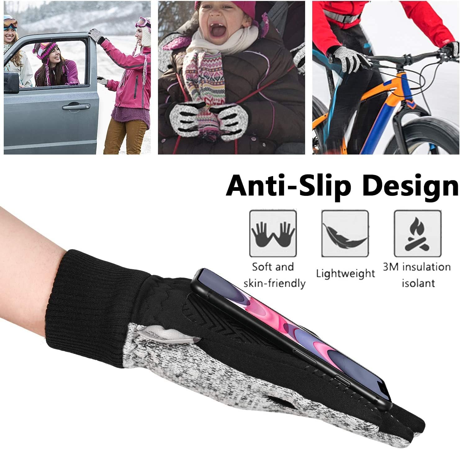 MOREOK Winter Gloves -10°F 3M Thinsulate Warm Gloves Bike Gloves Cycling Gloves for Driving/Cycling/Running/Hiking - Image 5